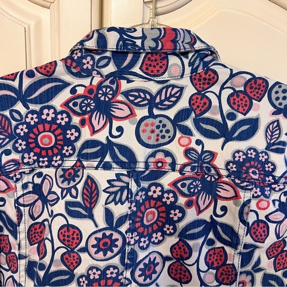 Boden Denim Jacket with Strawberries and Floral, Size 18 - Picture 9 of 11